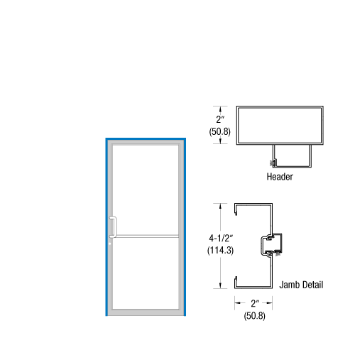 CRL-U.S. Aluminum 0B71411L036105 Clear Anodized Class 1 40" x 86" Series 451 LH Open Back Butt Hinge Up and Over Frame Complete (1F)