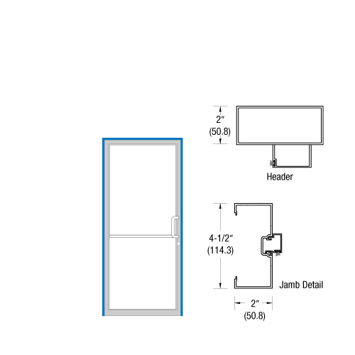 CRL-U.S. Aluminum 0B71411R036105 Clear Anodized Class 1 40" x 86" Series 451 RH Open Back Butt Hinge Up and Over Frame Complete (1F)