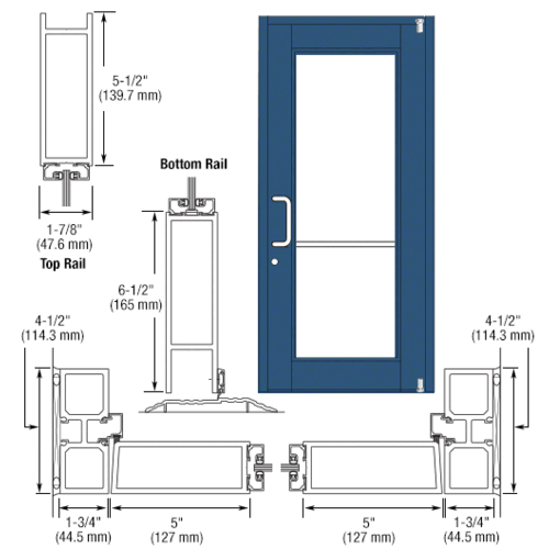 Custom KYNAR Paint Custom Single Series 850 Durafront Wide Stile Offset Pivot Entrance Door for Surface Mount Door Closer