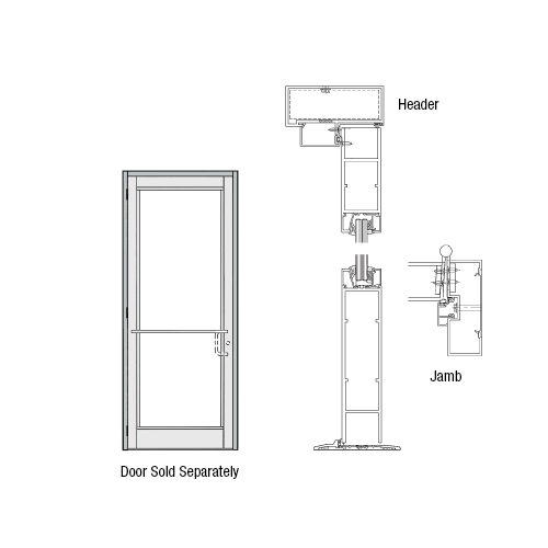 CRL-U.S. Aluminum DH350NA10FNL11 DH-350 Series Up and Over Frame Prepped for Three-Point Lock and 3 Butt Hinges for 36" x 84" Door Opening Hinge Left Swing-In, Clear Anodized Class 1