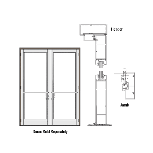 CRL-U.S. Aluminum DH350NA10FNP22 DH-350 Series Up and Over Frame for a Pair of Doors 72" x 84" Opening Prepped for 3-Point Locks and 6 Butt Hinges Swing-In, Dark Bronze/Black Anodized Class 1
