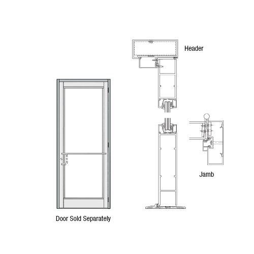 CRL-U.S. Aluminum DH350NA10FNR11 DH-350 Series Up and Over Frame Prepped for Three-Point Lock and 3 Butt Hinges for 36" x 84" Door Opening Hinge Right Swing-In, Clear Anodized Class 1