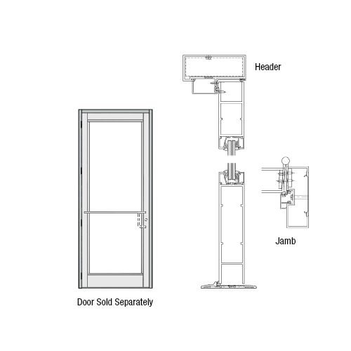 DH-350 Impact Resistant Storefront Single Door Frame for 36" x 96" Opening Left Hand Swing-In Prepped for 3-Point Lock 4 Butt Hinges, Clear Anodized Class 1