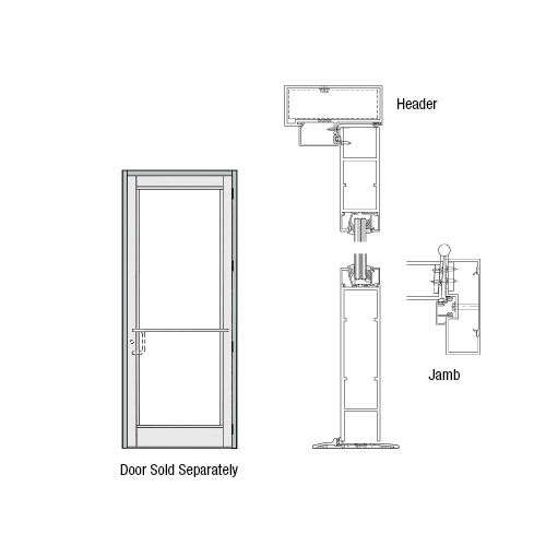 CRL-U.S. Aluminum DH350NA11FNR11 DH-350 Impact Resistant Storefront Single Door Frame for 36" x 96" Opening Right Hand Swing-In Prepped for 3-Point Lock 4 Butt Hinges, Clear Anodized Class 1