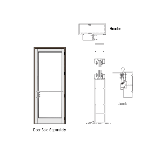 CRL-U.S. Aluminum DH350NA11FNR22 DH-350 Impact Resistant Storefront Single Door Frame for 36" x 96" Opening Right Hand Swing-In Prepped for 3-Point Lock 4 Butt Hinges, Dark Bronze/Black Anodized Class 1