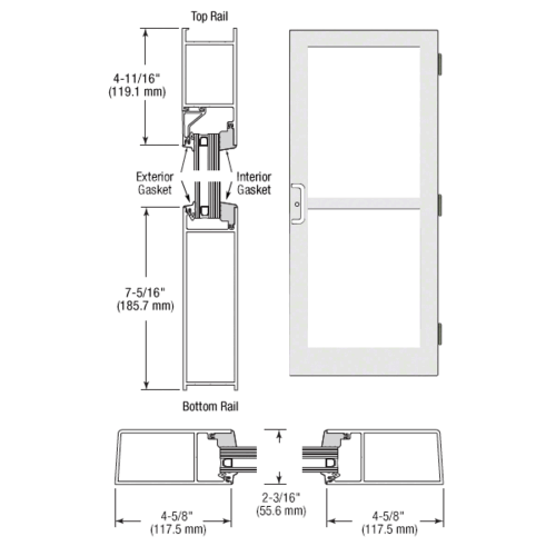 White KYNAR Paint StormFront Series Custom Single Butt Hinge Entrance Door For Panic and Surface Mount Door Closer