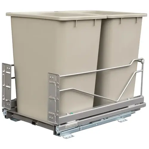 Waste Bin Pull-Out, Kessebhmer Double Bottom Mount 489 mm 2 x 36 qts Champagne, 2 x 36 qt Frame: Champagne Bin: Champagne