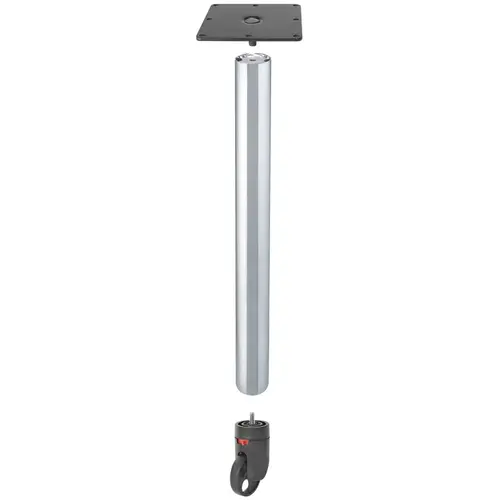 E-Leg, for Casters, diameter 60 mm Leg: SteelMounting plate: Steel, black 710 mm (28"), Satin nickel Satin nickel