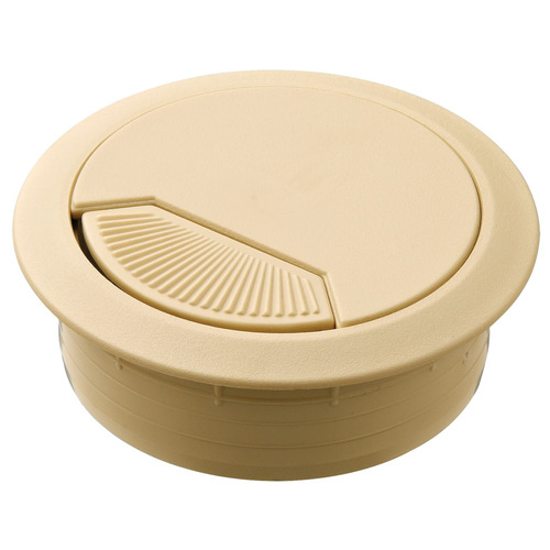 Hafele 429.99.422 Plastic Cable Grommet, Two-Piece, Round with Spring Closure 2 3/8" 60 mm Plastic, with spring loaded, swivelling section in cover, for workplace organization, Beige, diameter 60 mm Beige