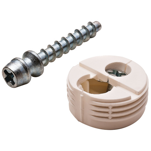 DC-25 Dowel/Cam Connector, with Zinc Alloy Bolt, DC-25 Ixconnect, White