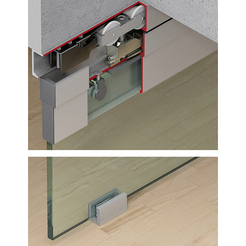 Sliding door fitting, Hawa Junior 120/G For 1 and 2 sliding glass doors