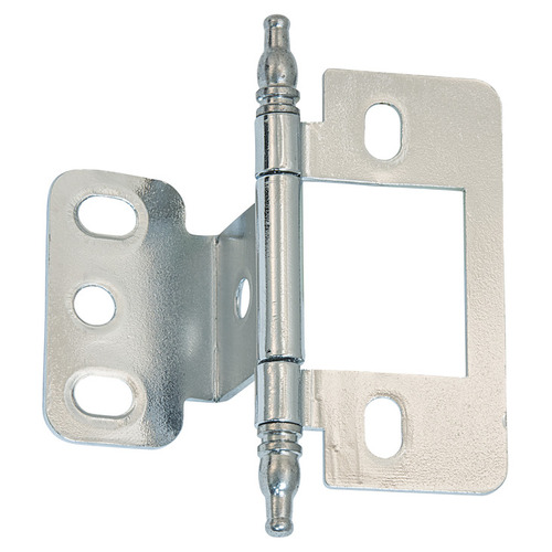 Decorative Butt Hinge, Partial Wrap, Non-Mortise, Minaret Finial For inset face frame doors, Chrome-plated