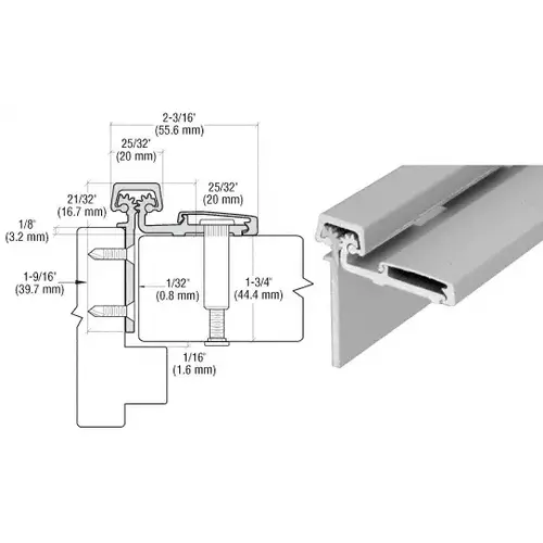 Satin Anodized 83" Roton 053 Series Half Surface Continuous Hinge