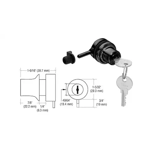 Black Chrome Random Keyed Through Glass Plunger Lock