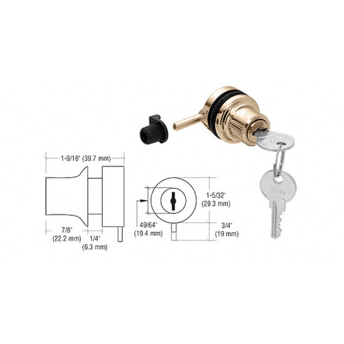 Brass Random Keyed Thru-Glass Plunger Lock