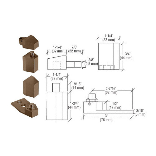 CRL 0P27NHDU Dark Bronze Offset Reversible Pivot Set Flush with Frame Face