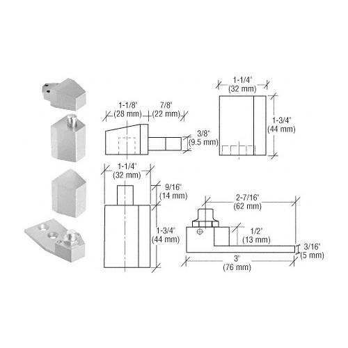 CRL 0P28NHA Aluminum Offset Reversible Pivot Set with 1/8" Recess