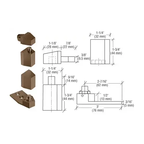 Dark Bronze Offset Reversible Pivot Set with 1/8" Recess