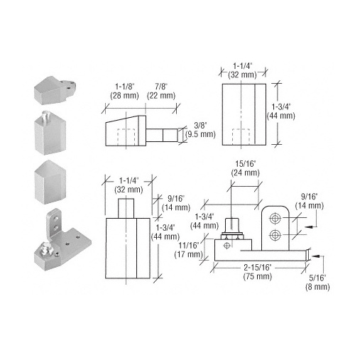 Aluminum Offset Right Hand Pivot Set with 1/8" Recess