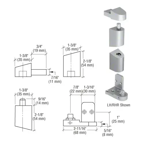 Aluminum Left Hand 0P400 Top and Bottom Pivot Set