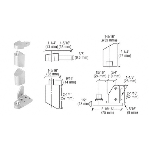 Aluminum Offset Right Hand Pivot Set with 1/8" Recess