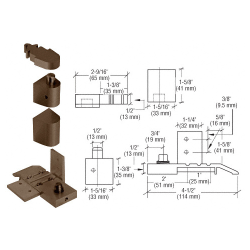 Dark Bronze Offset Left Hand Pivot Set with 1/8" Recess