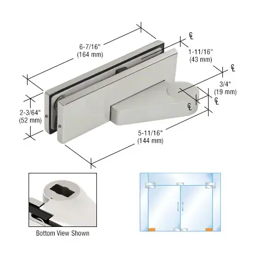Brushed Stainless Left Offset Bottom Door Patch Fitting