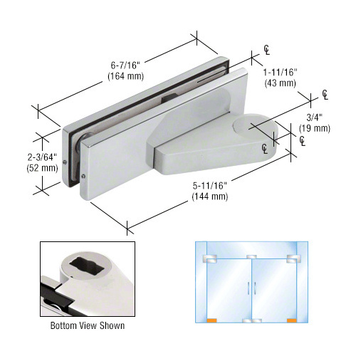 Polished Stainless Left Offset Bottom Door Patch Fitting