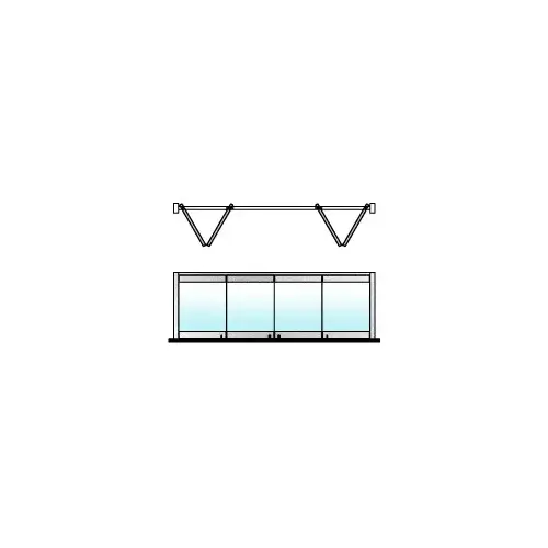 Polished Stainless 4-Panel Bipart Overhead Track Full Bi-Fold Door Configuration
