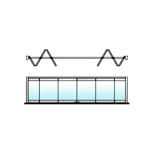 Polished Stainless 6-Panel Bipart Overhead Track Half Bi-Fold Door Configuration