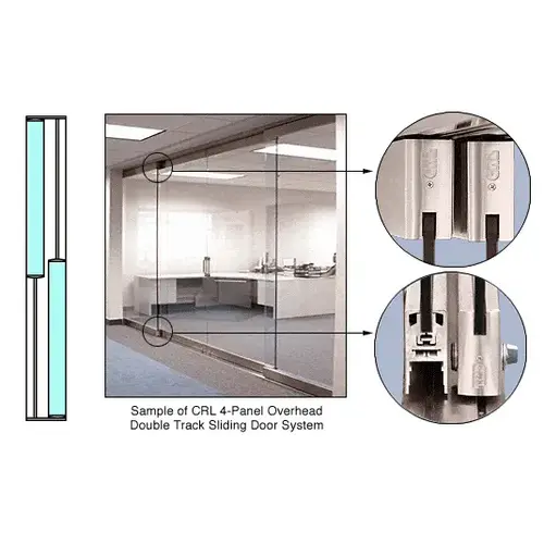 Brushed Stainless 2-Panel Overhead Double Track Sliding Door System