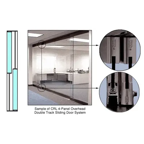Black Bronze Anodized 2-Panel Overhead Double Track Sliding Door System
