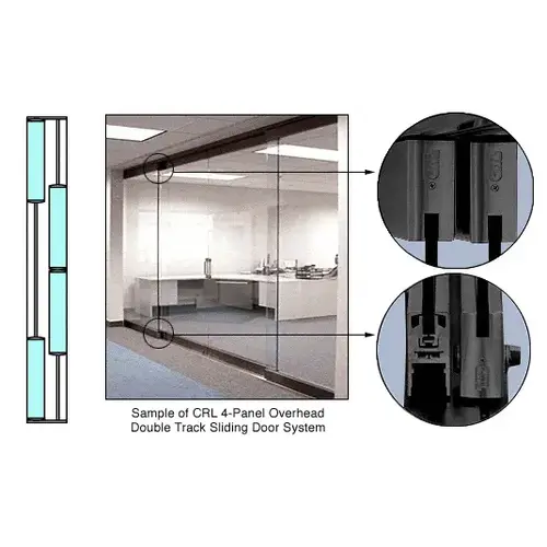 Black Powder Coated 4-Panel Overhead Double Track Sliding Door System