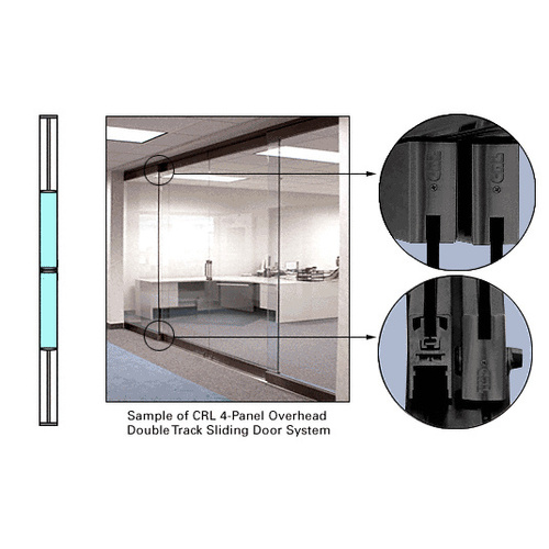 Black Powder Coated 2-Panel Overhead Single Track Sliding Door System