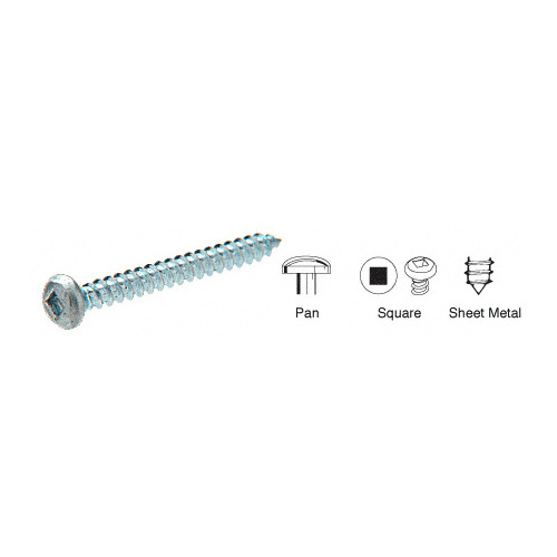 8 x 1" Square Drive (Robertson) Pan Head Sheet Metal Screws Bright Zinc Plated