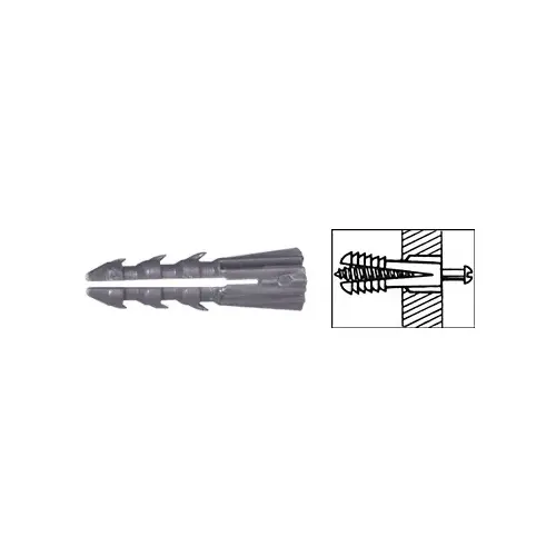 3/16" Plastic Screw Anchor Without Shoulder - 100 Each Gray