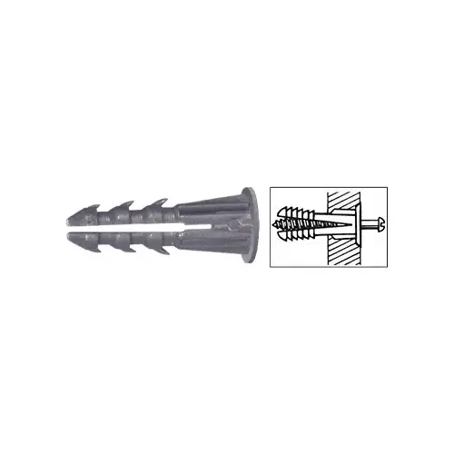 1/4" Plastic Screw Anchor with Shoulder - 100 Each Gray