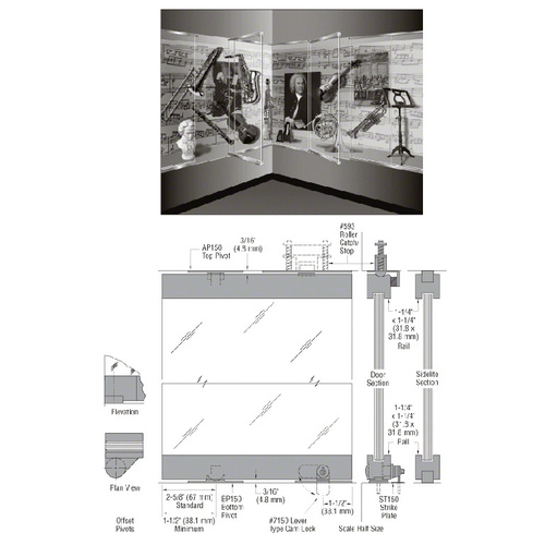 Oil Rubbed Bronze 1301 Series Display Case Door - 1/2" Laminated Glass