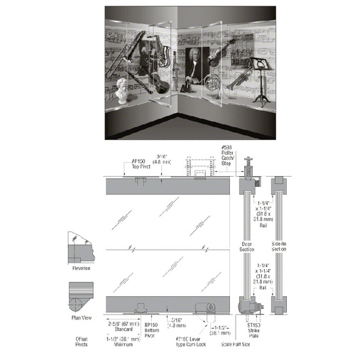 CRL Blumcraft 13SDT12BS Brushed Stainless 1301 Series Display Case Door - 1/2" Tempered Glass