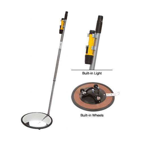 CRL 1MC12L 12" Convex Inspection Mirror with Wheels and Light