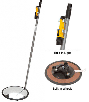 CRL 1MC12L 12" Convex Inspection Mirror with Wheels and Light