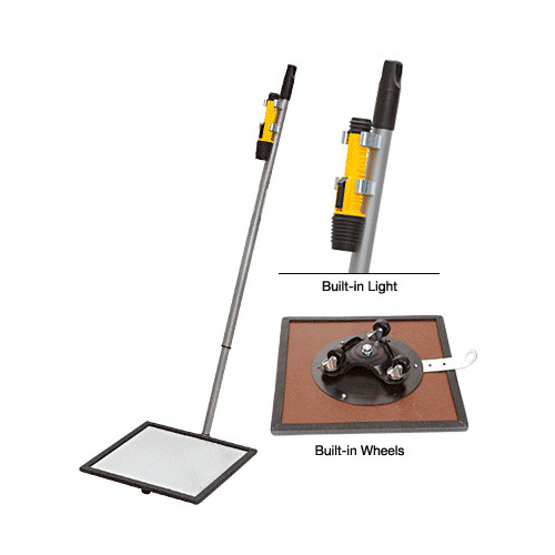 CRL 1MF12L 12" Flat Inspection Mirror with Wheels and Light