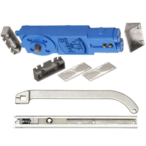 Adjustable Spring 105 degree Hold Open Overhead Concealed Closer with "P" Offset Slide-Arm Hardware Package Aluminum