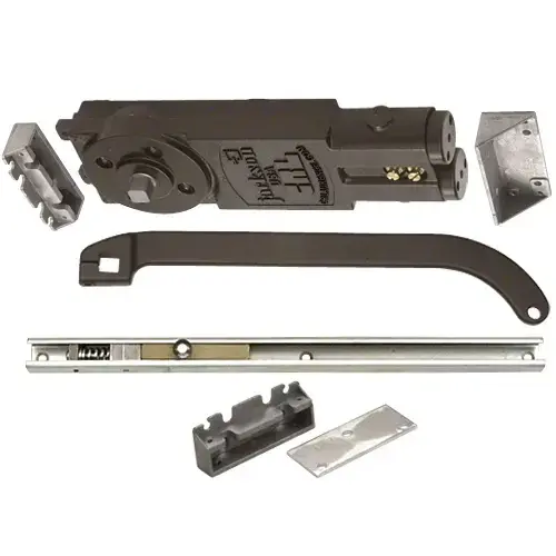 Regular Duty Spring Overhead Concealed Closer With U Type Offset Slide Arm Hardware Package 105 Degree Maximum Door Opening No Hold Open Function Dark Bronze Finish