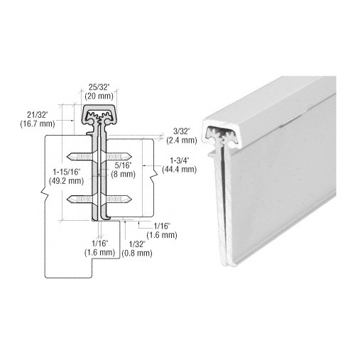 Satin Anodized 83" Roton 224HD Series Concealed Leaf Heavy-Duty Hinge with Lip for 1-3/4" Entry Door