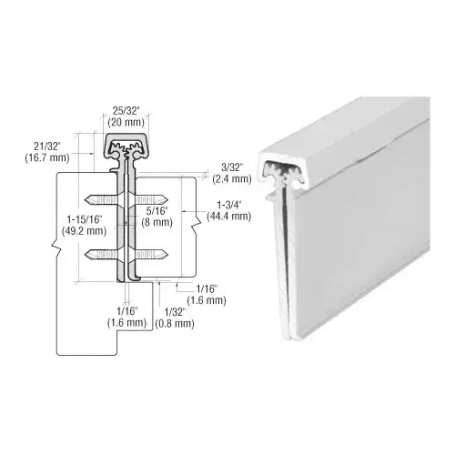 Satin Anodized 83" Roton 224 Series Concealed Leaf Hinge with Lip for 1-3/4" Entry Door