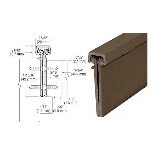 Dark Bronze Anodized 83" Roton 224 Series Concealed Leaf Hinge with Lip for 1-3/4" Entry Door