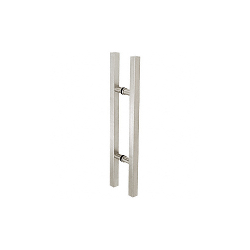 Brushed Stainless Glass Mounted Square Ladder Style Pull Handle with Round Mounting Posts - 24" Overall Length