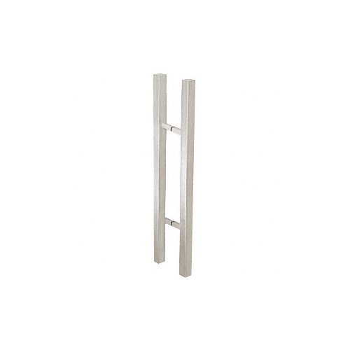 Brushed Stainless Glass Mounted Square Ladder Style Pull Handle with Square Mounting Posts - 24"
