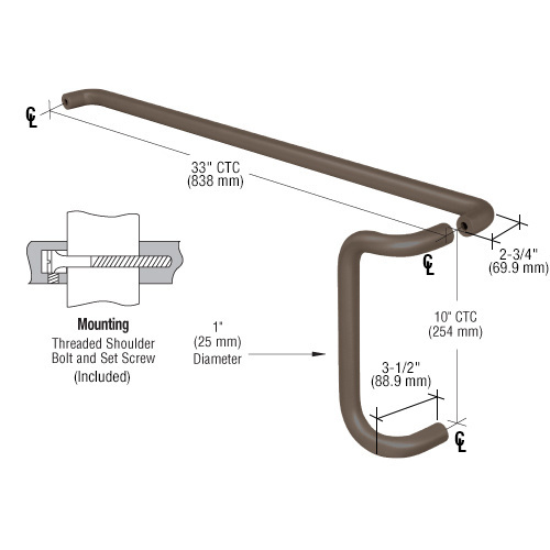 Dark Bronze Push and Offset Pull Set for 36" Door